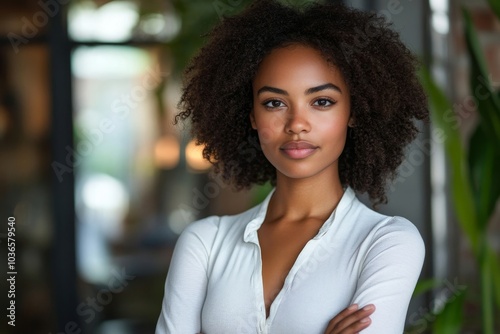 Obraz na płótnie Successful female entrepreneur standing confidently, Generative AI w salonie