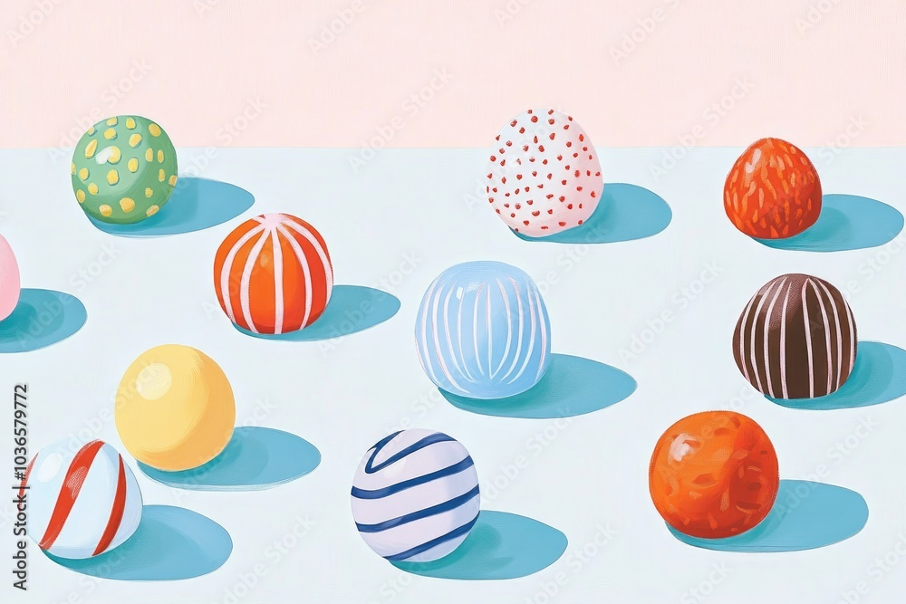Fototapeta premium Illustration of assorted chocolate truffles