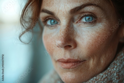 Obraz na płótnie Closeup shot of an aging woman in her natural body, Generative AI w salonie