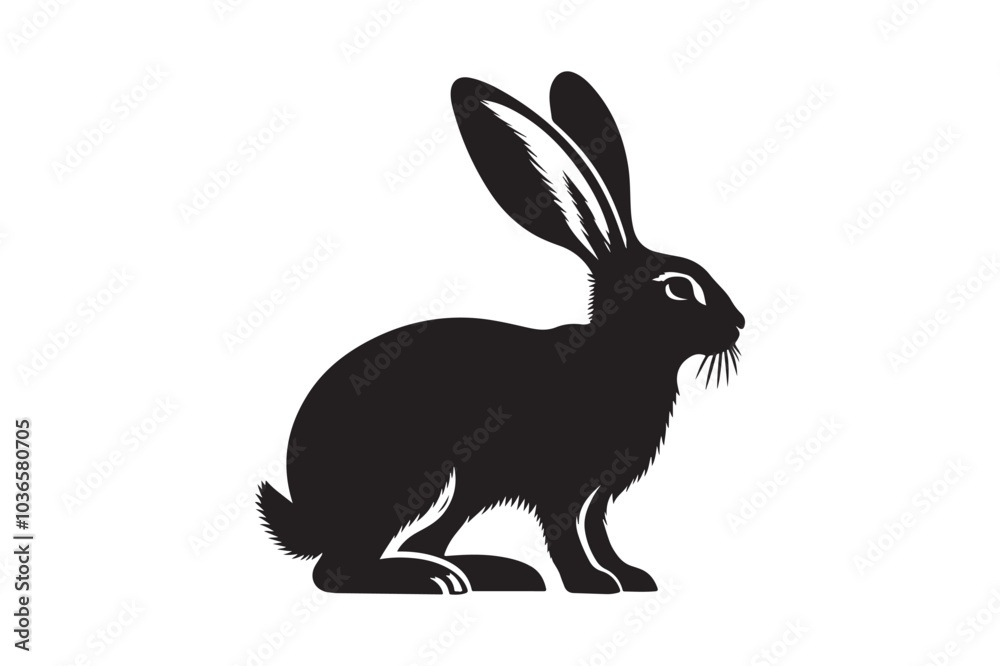 Obraz premium Cottontail Rabbit silhouette vector illustration, Cottontail Rabbit silhouette 