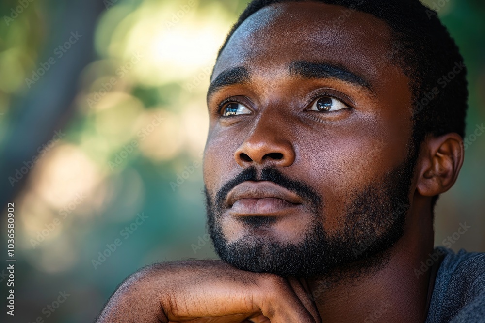Thoughtful african man, Generative AI