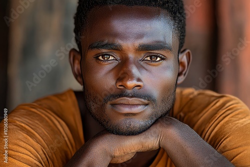 Obraz na płótnie Thoughtful african man, Generative AI w salonie
