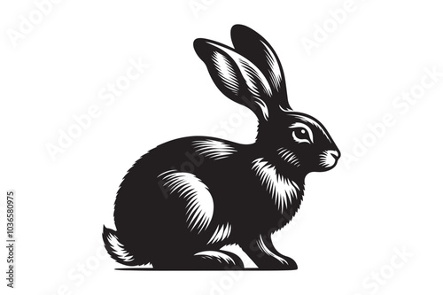 Cottontail Rabbit silhouette vector illustration, Cottontail Rabbit silhouette 