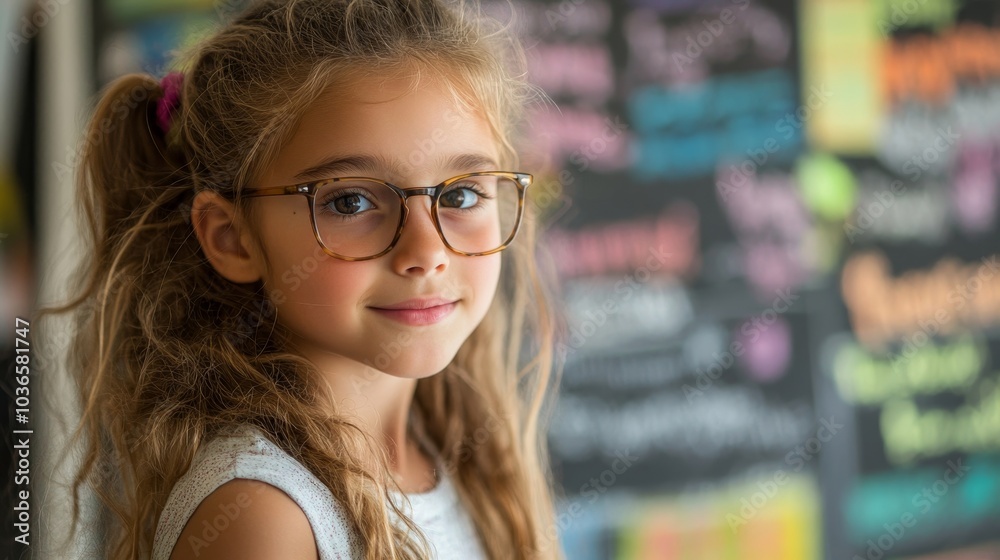 Girl writing on board during class workshop, Generative AI