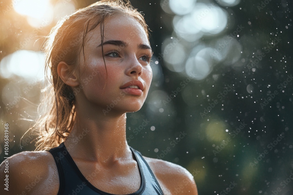 Sportswoman after intense crossing training session, Generative AI