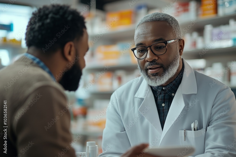Helpful pharmacist dealing with a customer, Generative AI