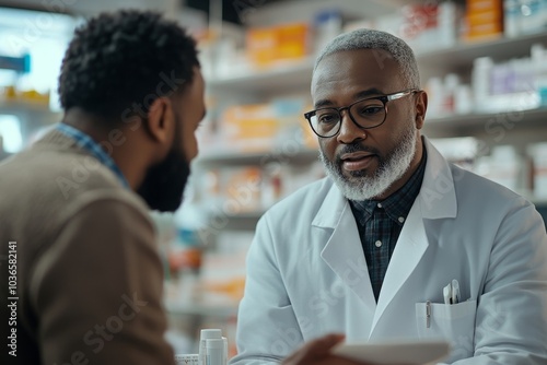 Obraz na płótnie Helpful pharmacist dealing with a customer, Generative AI w salonie