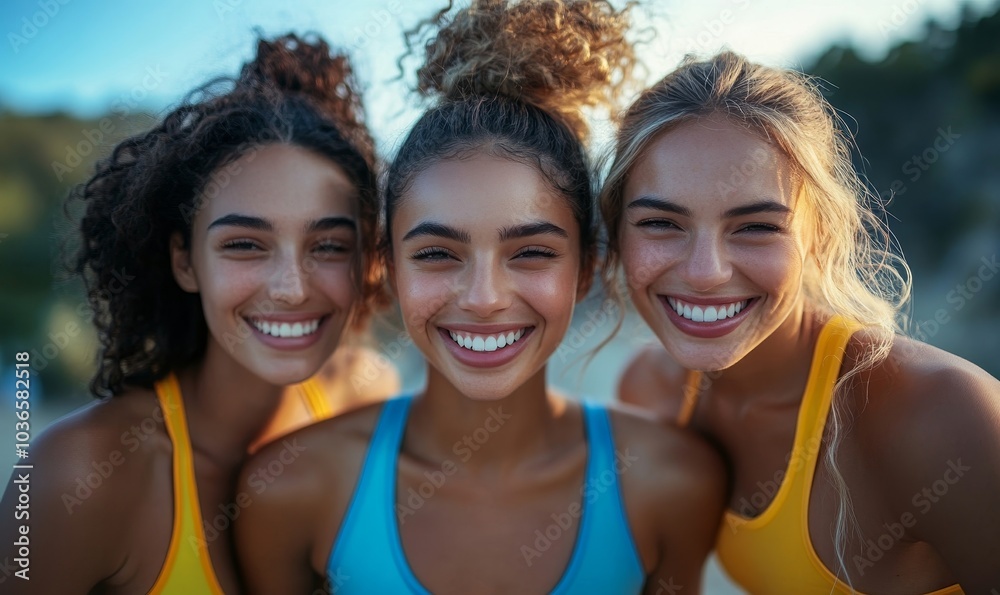 Fitness friends embracing fun lifestyle, Generative AI
