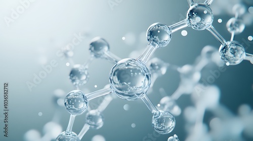 Abstract Molecular Structure with Water Droplets