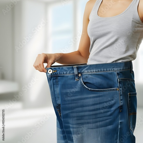 healthy transformation A woman showcasing her significant weight loss