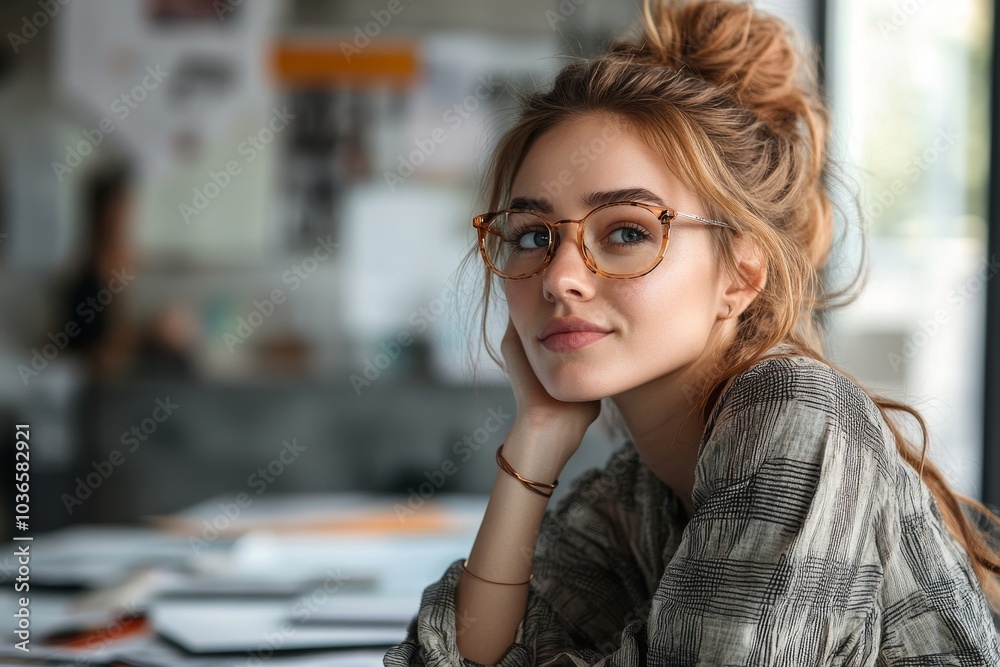 Female designer thinking of new ideas, Generative AI