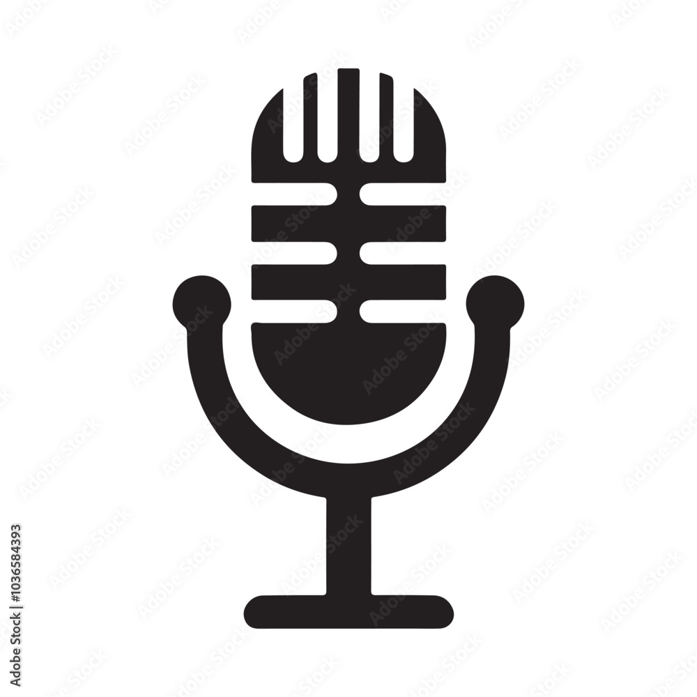 Microphone Icon Silhouette Logo Sticker Vector Isolated on White Background Audio Symbol Design Microphone Icon Silhouette Logo Sticker Vector Isolated on White Background Audio Symbol Design