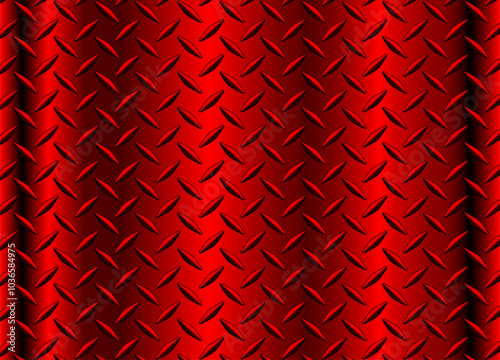 Red chrome metal background with diamond plate texture pattern, shiny metallic texture.