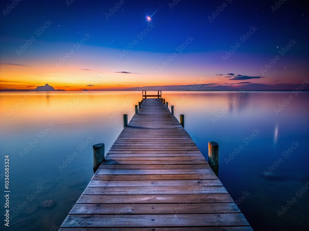 Obraz premium Silhouettes of solitude on a fading pier.