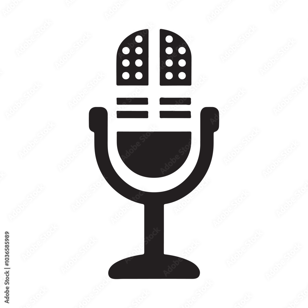 Microphone Icon Silhouette Logo Sticker Vector Isolated on White Background Audio Symbol Design Microphone Icon Silhouette Logo Sticker Vector Isolated on White Background Audio Symbol Design