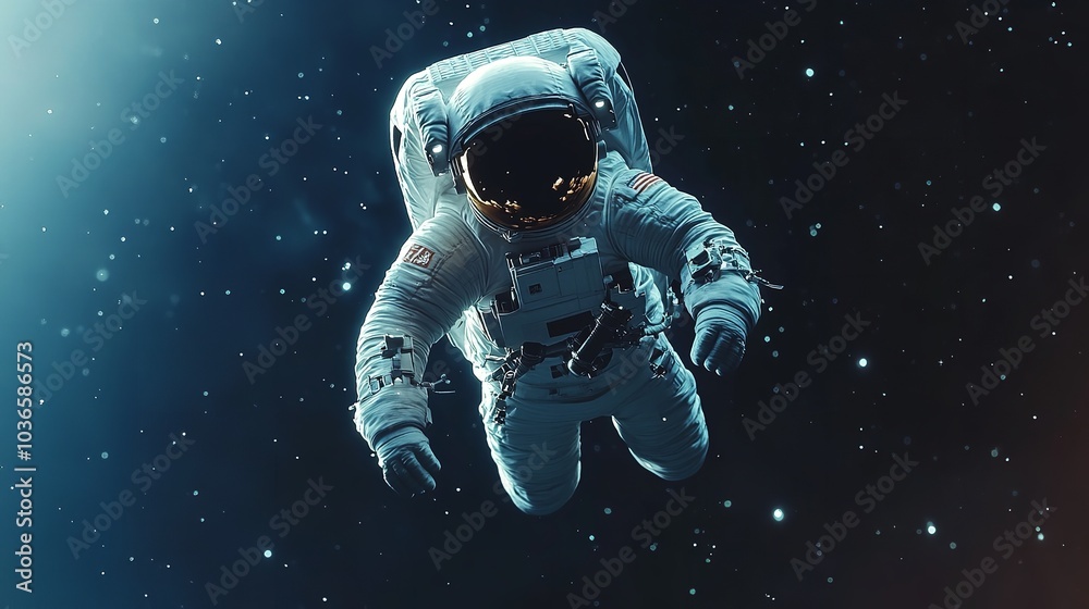 unrecognizable astronaut in protective Extravehicular Mobility Unit with backpack and reflecting helmet**** unrecognizable astronaut in protective Extravehicular Mobility Unit with backpack and reflecting helmet****