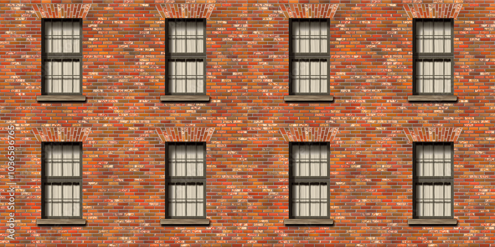 Obraz premium Brick wall facade with windows