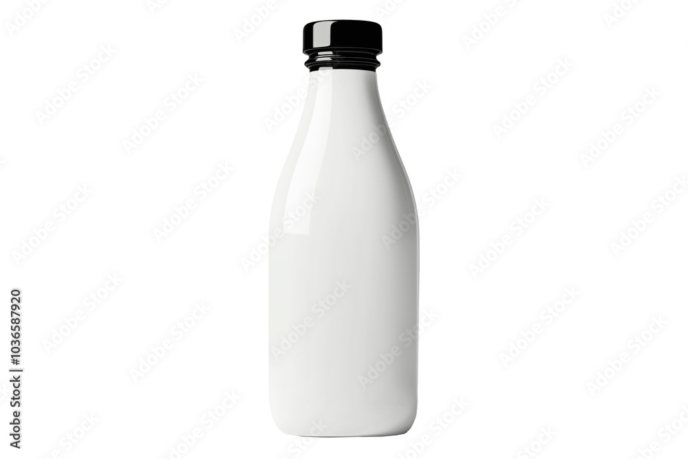 Milk bottle with caps isolated on white background. Concept of dairy products and freshness. Milk bottle with caps isolated on white background. Concept of dairy products and freshness.