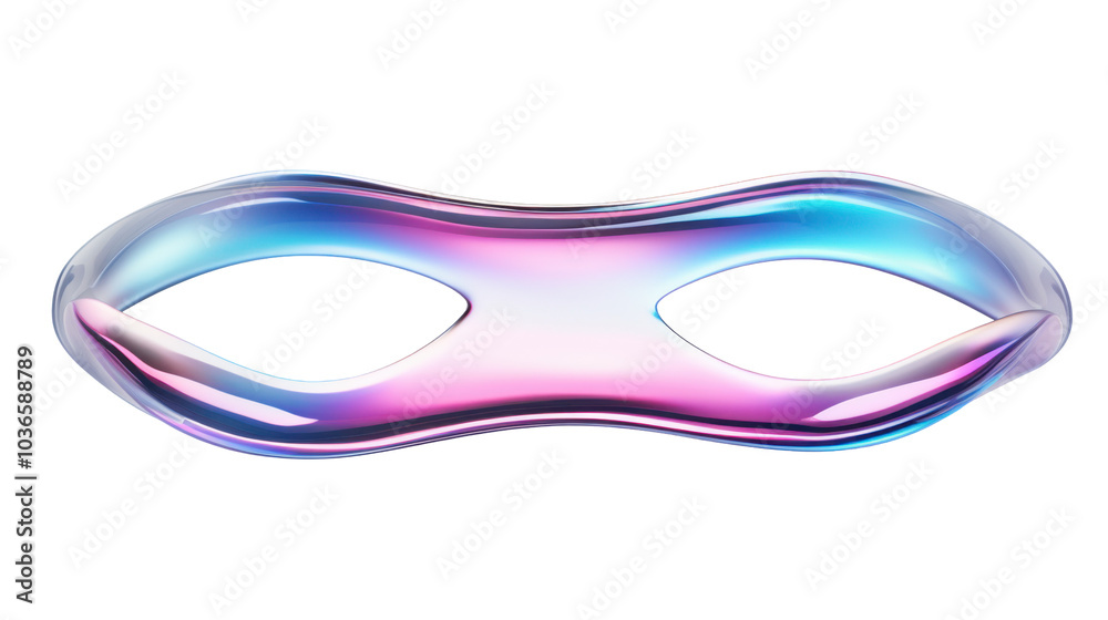 A smooth, colorful, abstract shape resembling a mask or decorative object. A smooth, colorful, abstract shape resembling a mask or decorative object.