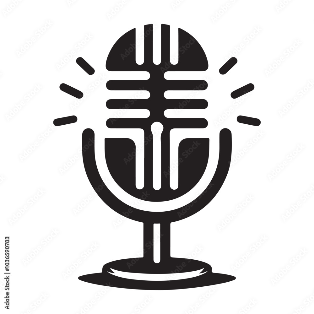 Microphone Icon Silhouette Logo Sticker Vector Isolated on White Background Audio Symbol Design Microphone Icon Silhouette Logo Sticker Vector Isolated on White Background Audio Symbol Design
