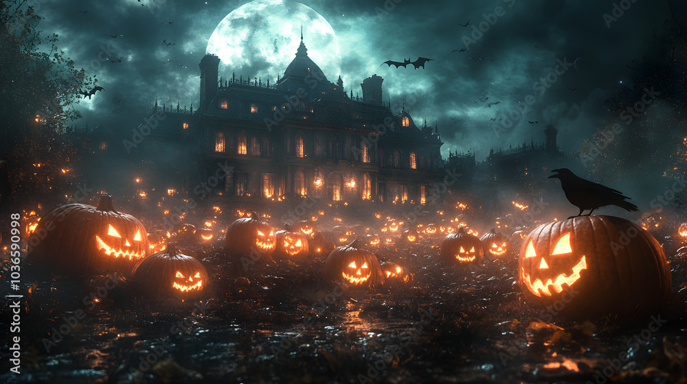 A Haunted House Surrounded by Pumpkins and Crows – Spooky Atmosphere Perfect for Halloween Decorations or Seasonal Visual Projects. Ideal for Creating Eerie and Mysterious Designs.
A Haunted House Surrounded by Pumpkins and Crows – Spooky Atmosphere Perfect for Halloween Decorations or Seasonal Visual Projects. Ideal for Creating Eerie and Mysterious Designs.
