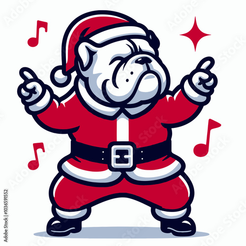 Bulldog Santa Costume Dance Party