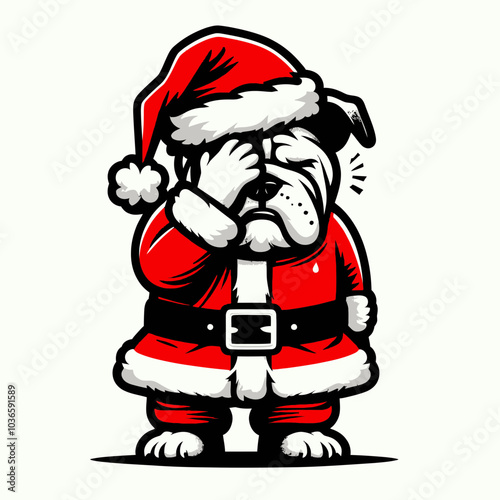 Santa Bulldog Facepalm Costume Fun