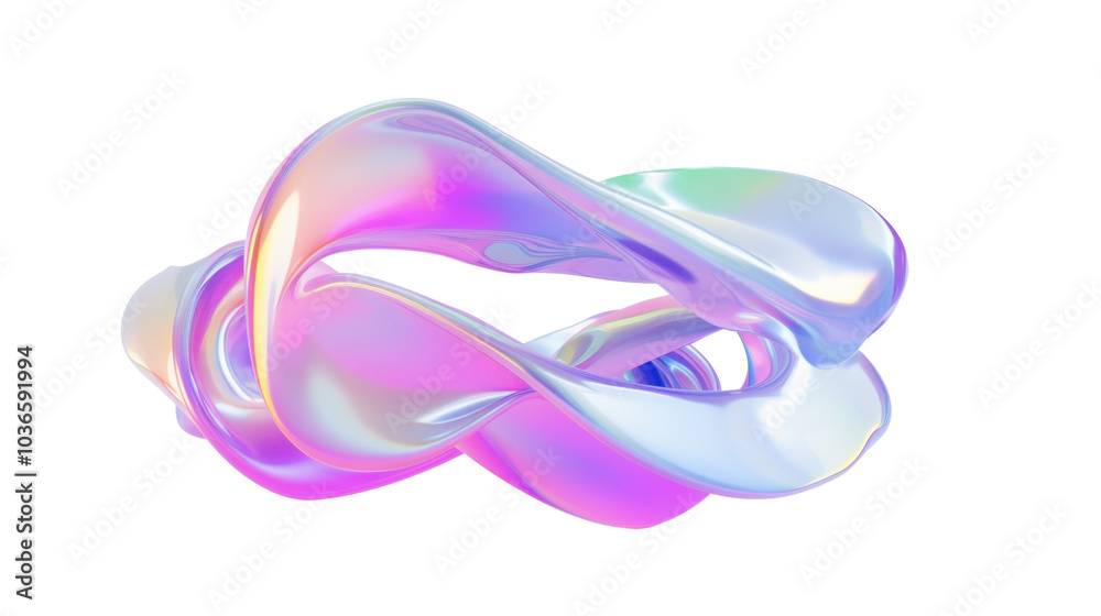 Fototapeta premium A smooth, abstract, colorful sculpture resembling flowing ribbons or waves.