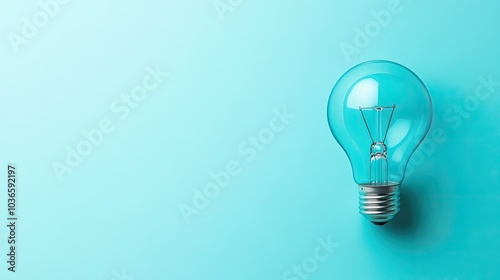 Bright Light Bulb on Teal Background