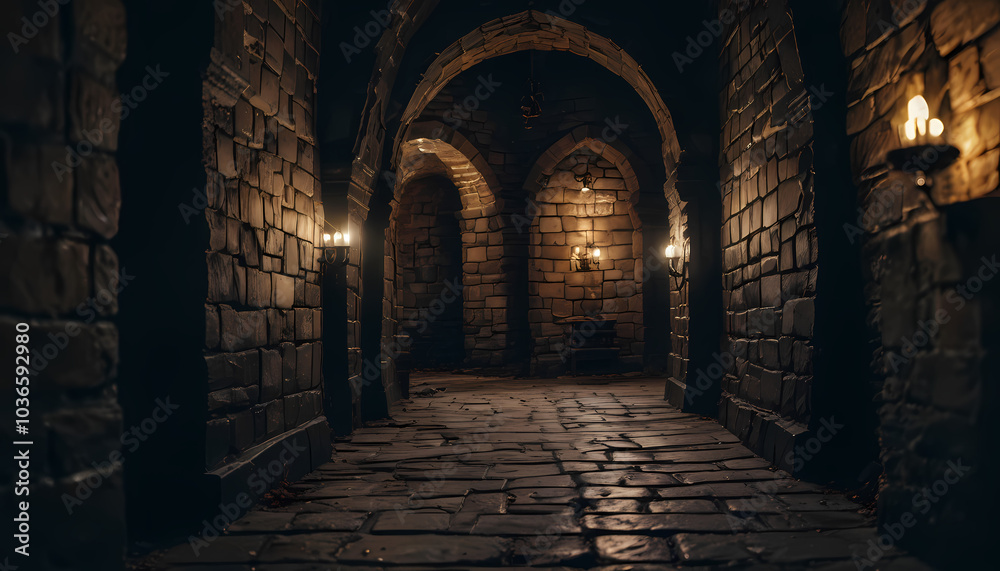 Fototapeta premium Dark and creepy gothic castle background, hyper detail