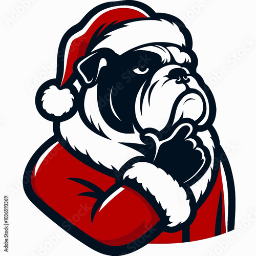 Bulldog Santa Costume Thoughtful Taps