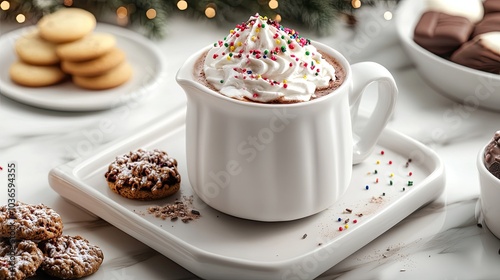 Cozy Hot Chocolate with Tasty Cookies on a Table