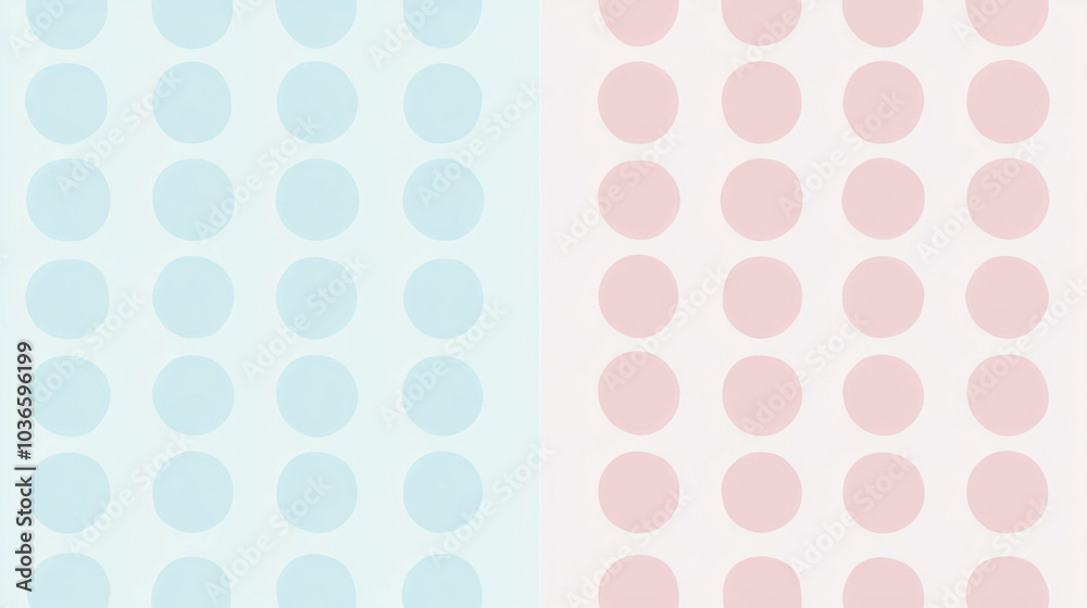 Polka dot scrapbook paper. Pink and blue polka dot pattern with split background Polka dot scrapbook paper. Pink and blue polka dot pattern with split background