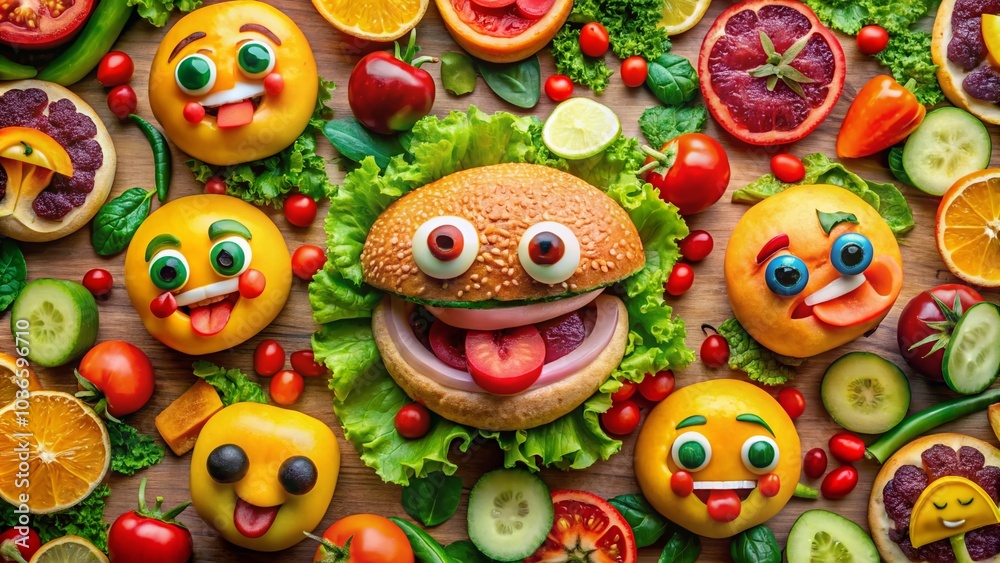Capture laughter with LOL emoji-themed food shots. Capture laughter with LOL emoji-themed food shots.