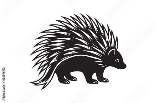 North American porcupine silhouette vector illustration photo