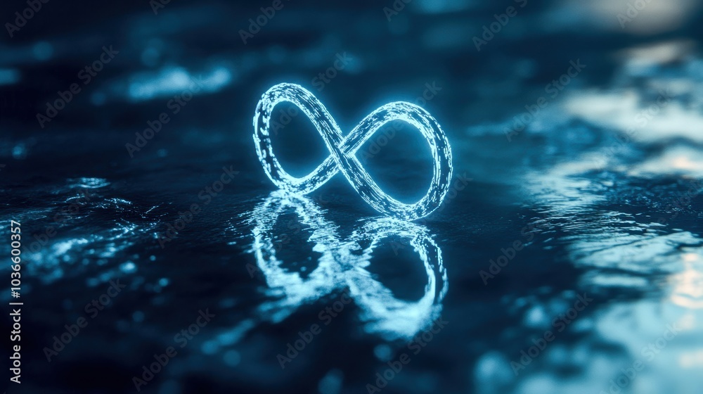 A glowing infinity symbol reflecting in water, symbolizing endless possibilities and innovation. A glowing infinity symbol reflecting in water, symbolizing endless possibilities and innovation.