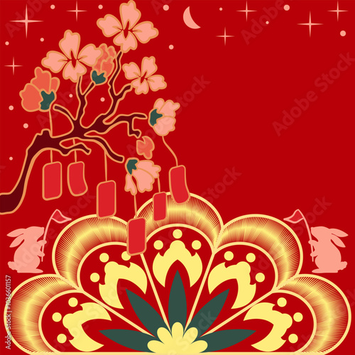 Mooncakes background Happy Mid Autumn Festival Hand drawn flat vector illustration ,banner