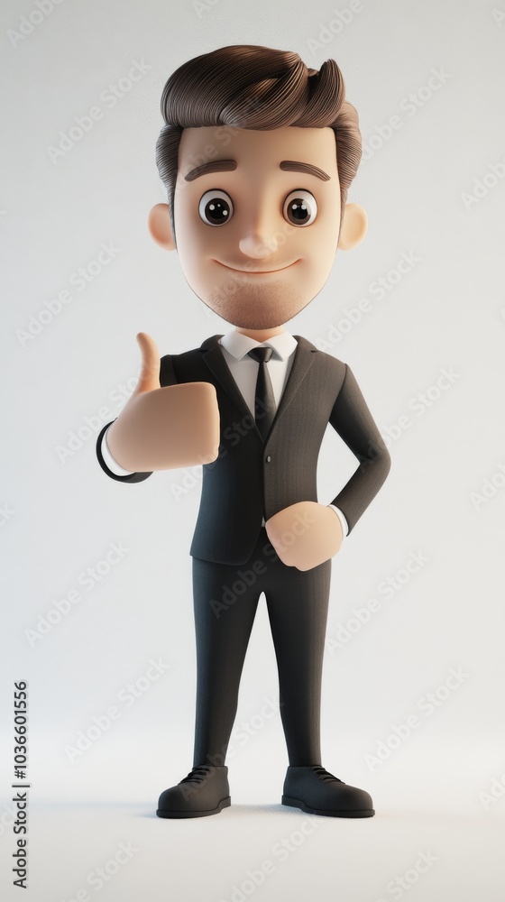 A cartoon man in a suit is giving a thumbs up A cartoon man in a suit is giving a thumbs up