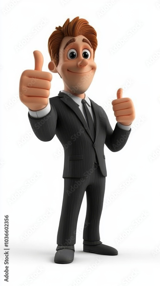 A cartoon man in a suit is giving a thumbs up A cartoon man in a suit is giving a thumbs up