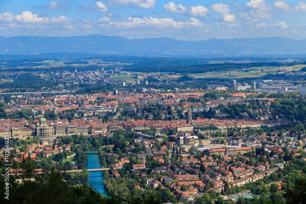 Aerial view of Bern city from Gurten mountain, Switzerland Aerial view of Bern city from Gurten mountain, Switzerland