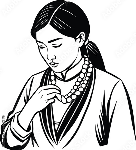 An elegant pencil sketch Woman