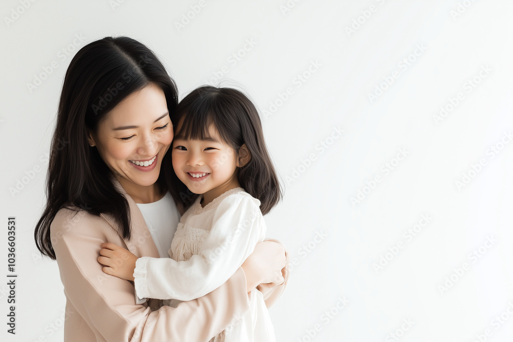 スタジオで撮影した笑顔の女の子とお母さんの記念写真 幼児 小学生 スタジオで撮影した笑顔の女の子とお母さんの記念写真 幼児 小学生