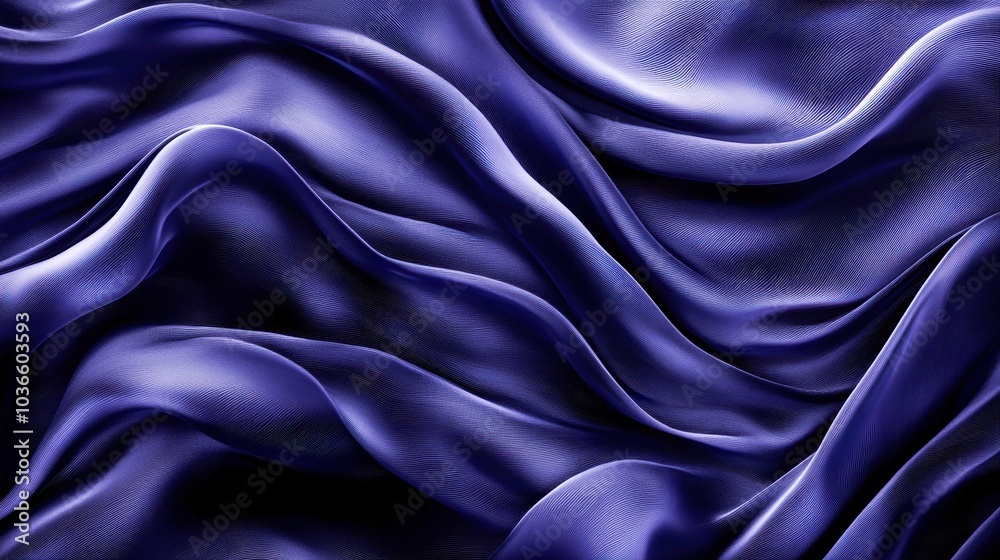 Obraz premium Elegant flowing silk fabric in deep blue hues, showcasing smooth textures and dramatic folds.