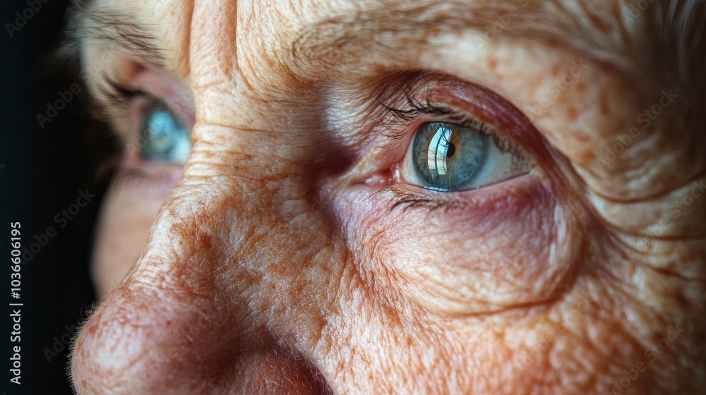 Senior female face with wrinkled skin, Generative AI Senior female face with wrinkled skin, Generative AI