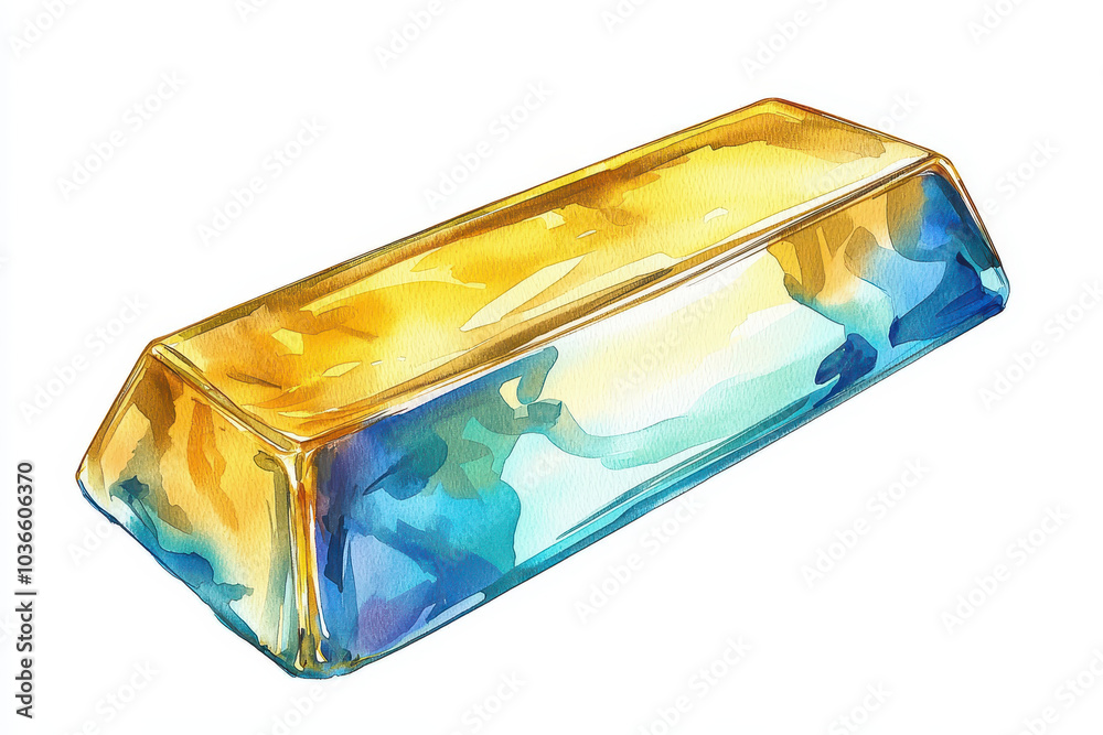 A vibrant watercolor painting of a gold bar, showcasing rich golden hues and a glossy finish, symbolizing wealth and luxury. A vibrant watercolor painting of a gold bar, showcasing rich golden hues and a glossy finish, symbolizing wealth and luxury.