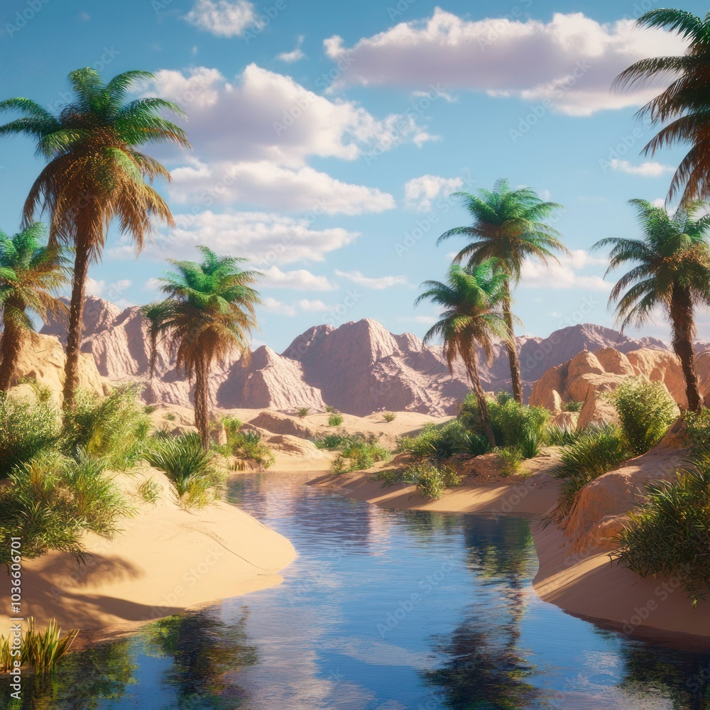 Fototapeta premium Landscape with desert oasis