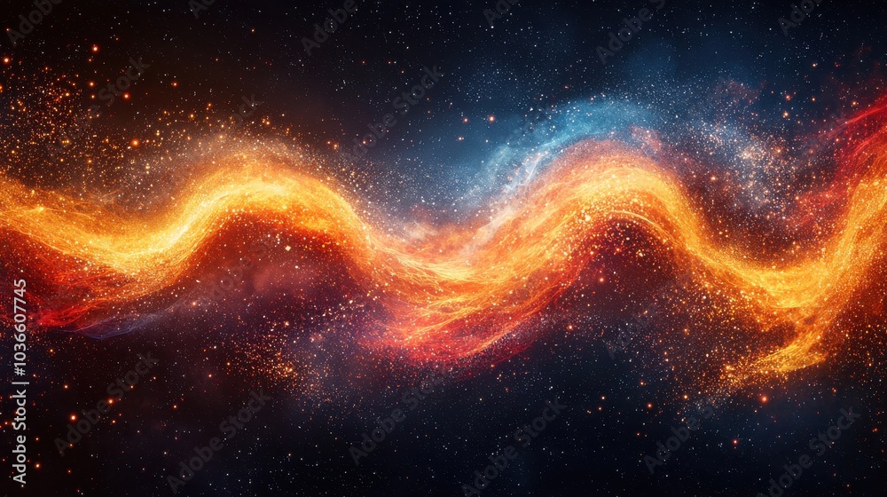 Colorful cosmic wave of fire and ice in a mystical space environment filled with stars and vibrant colors Colorful cosmic wave of fire and ice in a mystical space environment filled with stars and vibrant colors