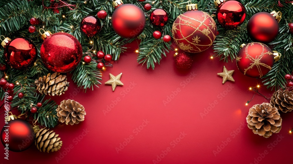 A red background with a bunch of red and gold ornaments A red background with a bunch of red and gold ornaments