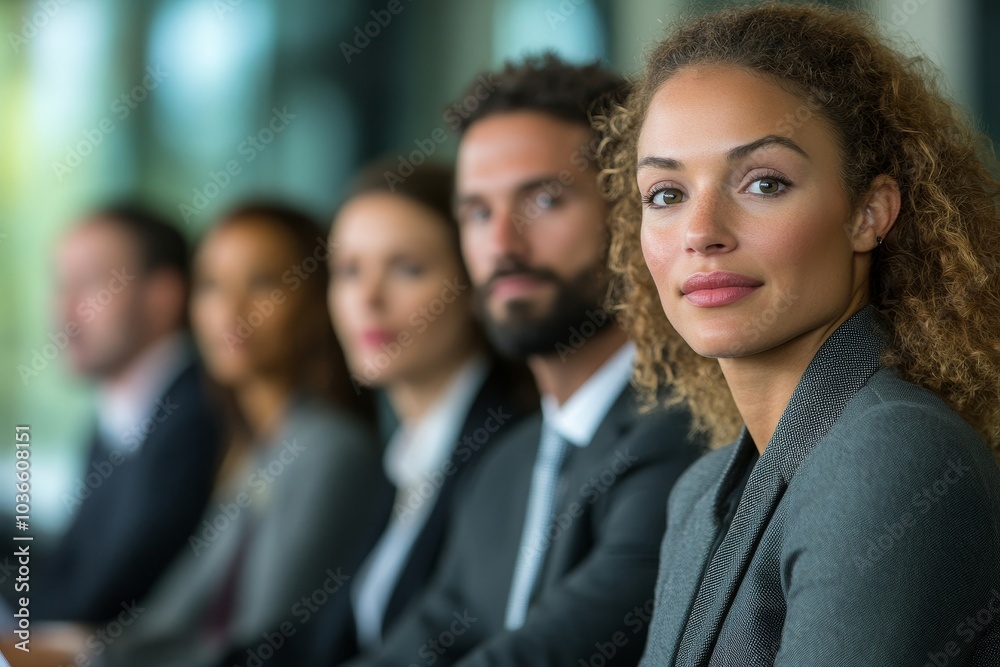 Group of business people sitting at seminar, Generative AI Group of business people sitting at seminar, Generative AI