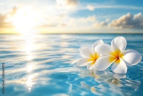 Beautiful seascape with sun reflected in water. Nature composition